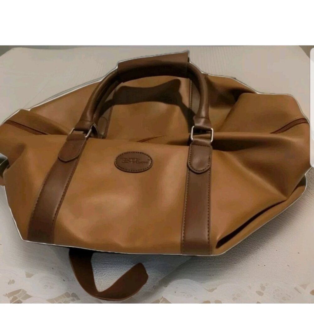 Bella Russo Brown Faux Leather Sachel Overnight Bag 19x10x7